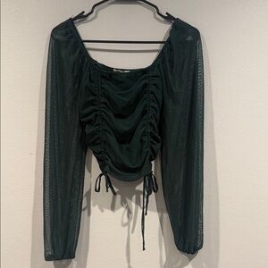 Inspired Hearts Dark Green Ruched Blouse